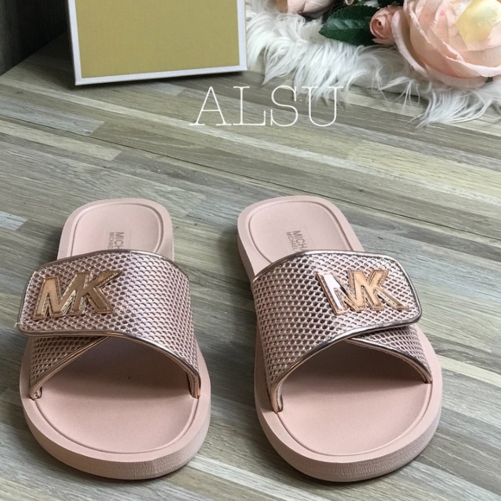 NWT Michael Kors Palmer Slide Net Mesh Rose Gold W - Picture 7 of 8